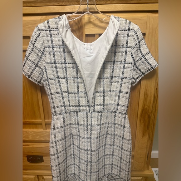 Ivy City Co Tweed Midi Dress Black White Bow Modest Feminine Size S - Picture 12 of 13